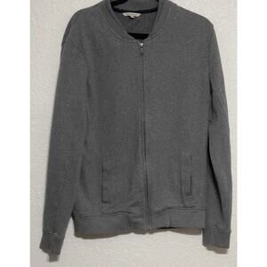 Calvin Klein Full Zip Sweater Jacket Men Gray Cotton Blend Pockets Size Medium